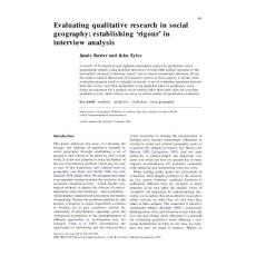 Evaluating Qualitative Research in Social Geography