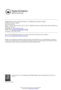 Exploring Power and Authority Issues in a Collaborative Research Project