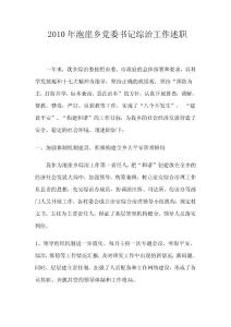 2010年泡崖鄉黨委書記綜治工作述職