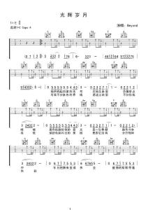 【高清】Beyond《光輝歲月》彈唱吉他譜
