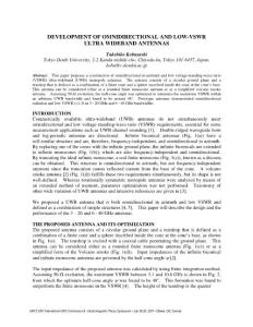 DEVELOPMENT OF OMNIDIRECTIONAL AND LOW-VSWR ULTRA WIDEBAND ANTENNAS