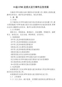 某某縣H7N9流感流行應急預案