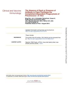 The absence of PspA or presence of antibody to PspA facilitates the complement-dependent phagocytosis of pneumococci in vitro.