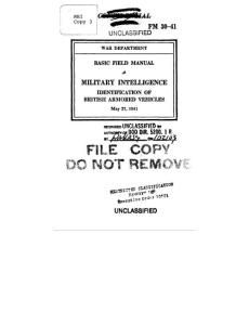 U.S.Military History Institute - Basic Field Manual Military Intelligence Identification of British Armored Vehicles 1941