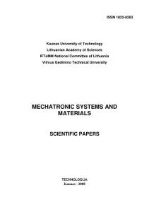 MECHATRONIC SYSTEMS AND MATERIALS