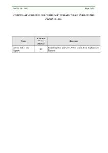標(biāo)準(zhǔn)_CAC_GL 39-2001 CODEX MAXIMUM LEVEL FOR CADMIUM IN CEREALS, PULSES AND LEGUMES