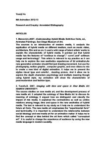 Yuanji hu-Animation Annotated Bibliography