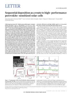 Sequential deposition as a route to high-performance perovskite-sensitized solar cells
