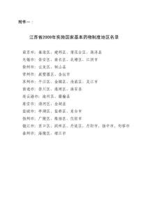 江蘇省2009年實(shí)施國家基本藥物制度地區(qū)名錄