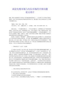 試論電視市場與電信市場的開放問題