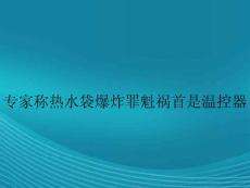 專家稱熱水袋爆炸罪魁禍首是溫控器
