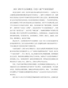 2013 APEC中小企業峰會（分會）落戶中亞硅谷海岸