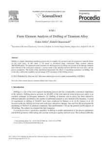 Finite Element Analysis of Drilling of Titanium Alloy