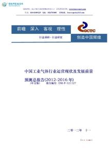2012-2013年中國工業氣體行業運營現狀及發展預測報告