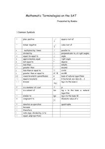 Mathematic Terminologies on theSAT