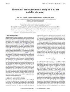 Theoretical and experimental study of a 30 nm metallic slot array