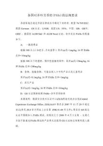 各國對多環芳香烴(PAHs)的法規要求