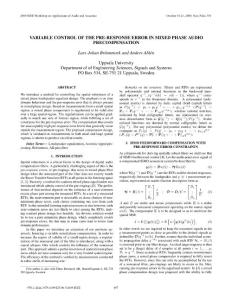 variable control of the pre-response error in mixed phase audio precompensation